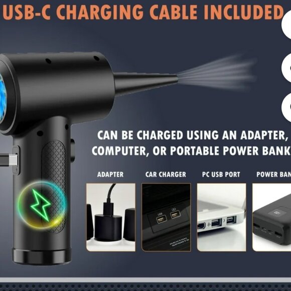 NEWHOUSE ELECTRIC CORDLESS COMPRESSED AIR DUSTER -RECHARGEABLE-3-SPEED-BLACK - Picture 10 of 11